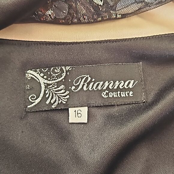 Rianna Couture Women's Formal Beaded Maxi Dress With Front Slit Size 16 Black - Picture 7 of 16